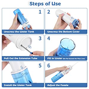 Water Flosser for Teeth YOHOOLYO Cordless Oral Irrigator 4 Cleaning ...