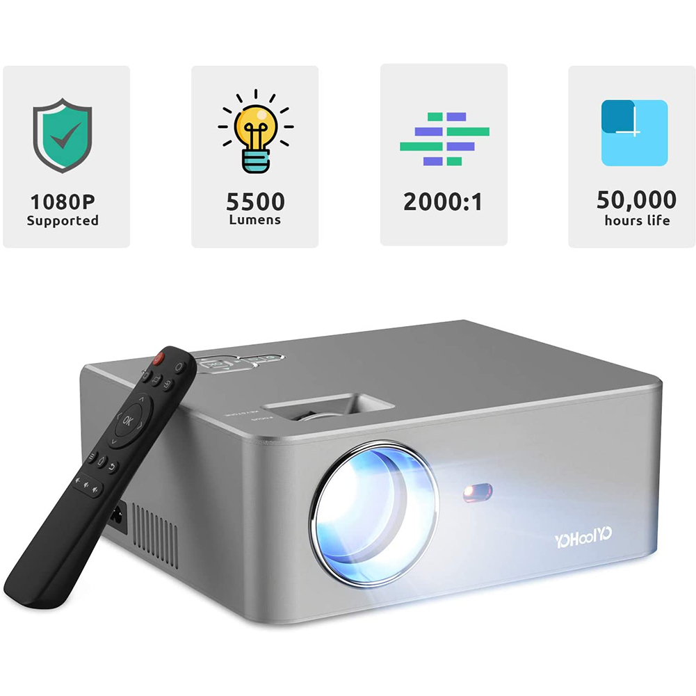 kopiëren Mangel Leeds YOHOOLYO Mini Beamer Full HD Unterstützt 1080P 5500 Lumen Projektor mit 2  USB / 2 HDMI / AV / Audio Out / VGA Anschlüsse – YOHOOLYO