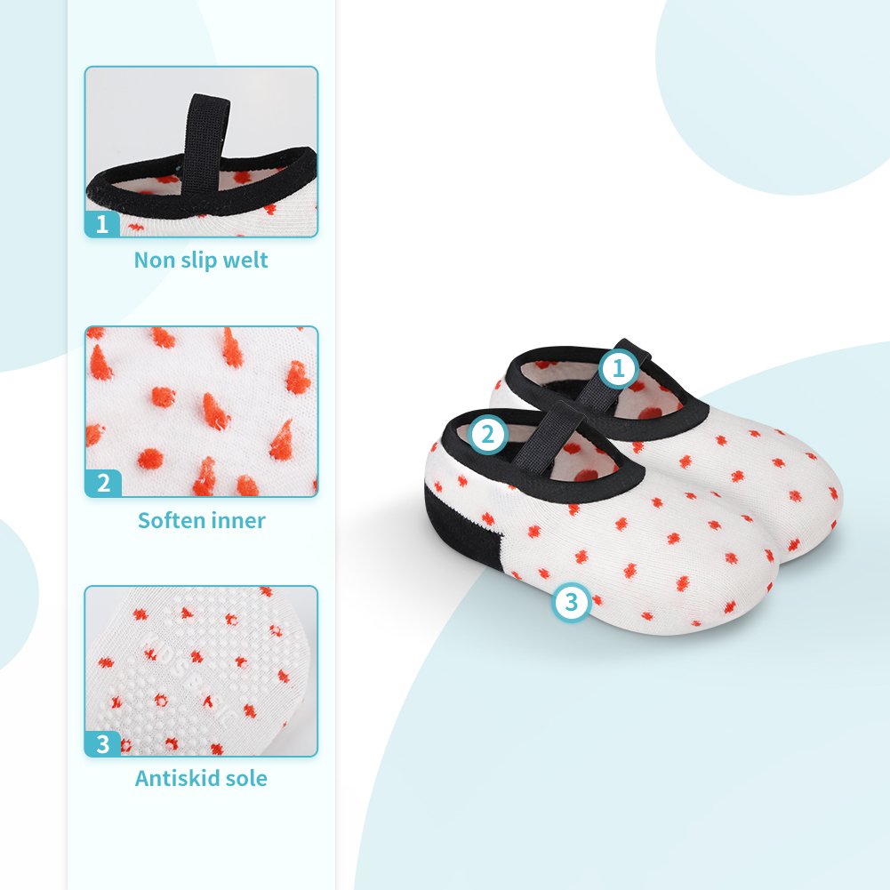 PACKO Socks Anti-Slip Grip Soles Cozy Cartoon Baby Socks 8 Pairs per Pack 6-18M 
