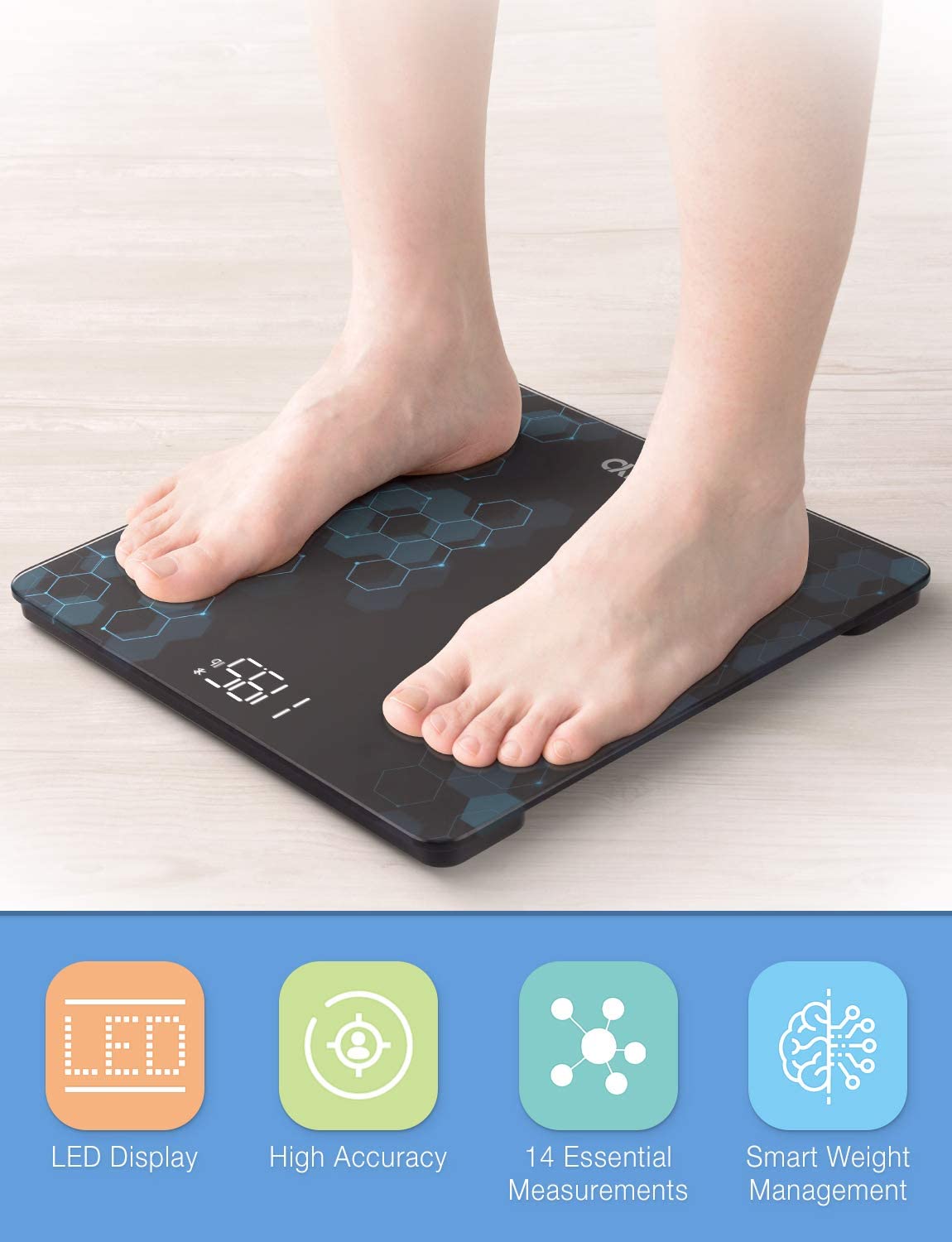 Body Fat Scale, Smart BMI Bathroom Weight Scale Body Composition Monitor  Health Analyzer with Smartphone App for Body Weight, Fat, Water, BMI, BMR